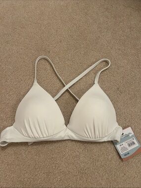 Shade & Shore Cream Cross-Back Triangle Bikini Top